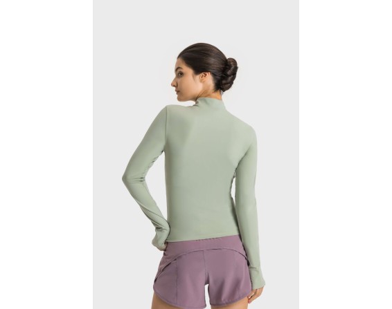 Half Zip Thumbhole Sleeve Sports Top