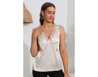 Lace Trim V-Neck Sleeveless Top