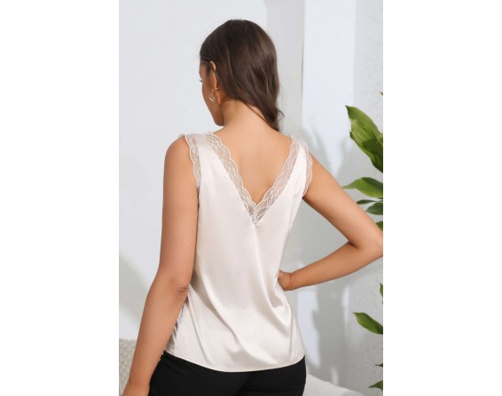 Lace Trim V-Neck Sleeveless Top