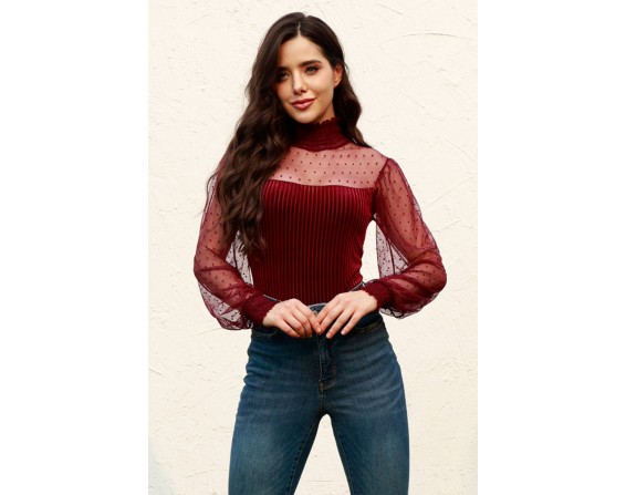 Long Sleeve Velvet Bodysuit