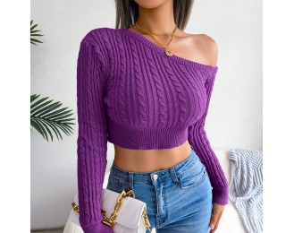 One-Shoulder Cropped Sweater