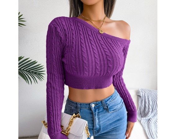 One-Shoulder Cropped Sweater