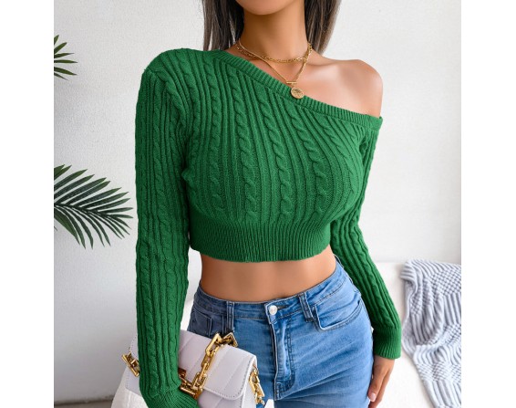 One-Shoulder Cropped Sweater