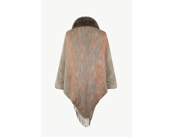 Open Front Fringe Hem Poncho