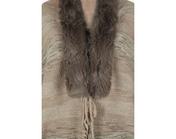 Open Front Fringe Hem Poncho