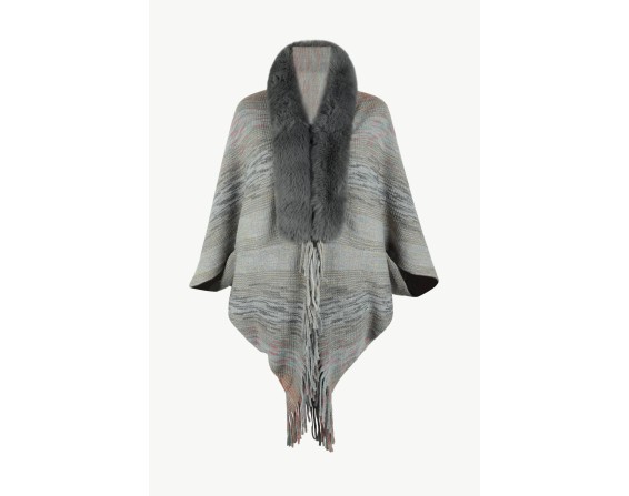 Open Front Fringe Hem Poncho