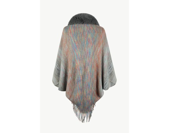 Open Front Fringe Hem Poncho