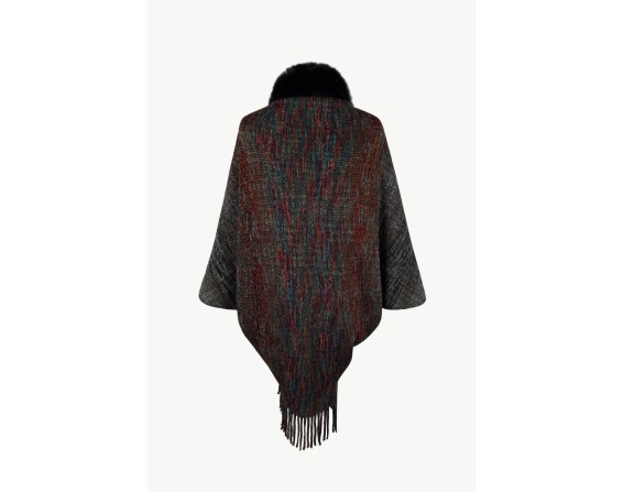 Open Front Fringe Hem Poncho