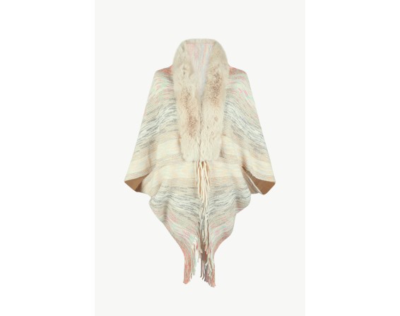 Open Front Fringe Hem Poncho