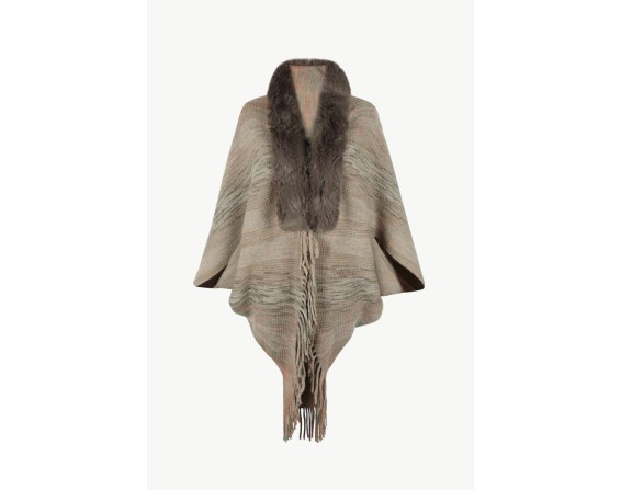 Open Front Fringe Hem Poncho