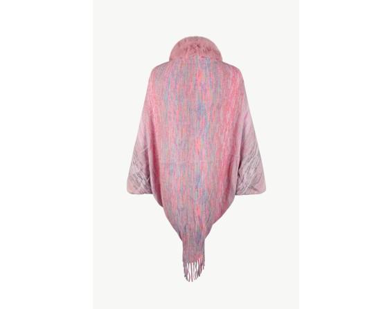 Open Front Fringe Hem Poncho