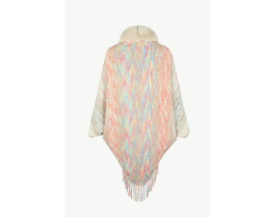 Open Front Fringe Hem Poncho