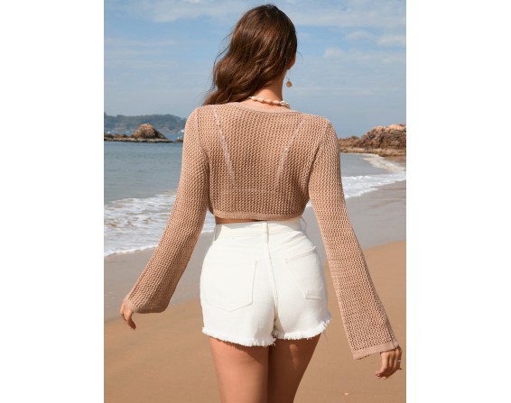 Openwork Long Sleeve Cover-Up