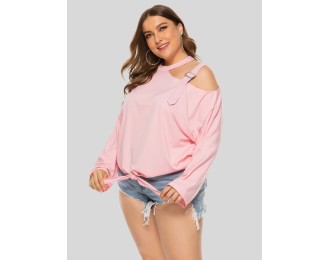 Plus Size Cold-Shoulder Tied Top