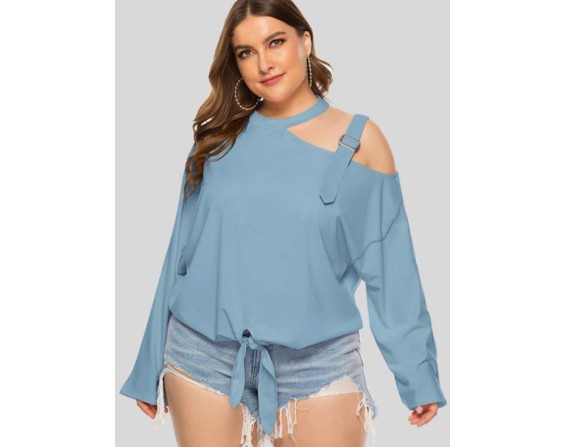 Plus Size Cold-Shoulder Tied Top