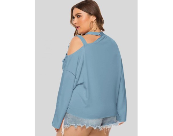 Plus Size Cold-Shoulder Tied Top