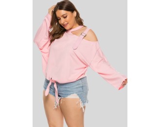 Plus Size Cold-Shoulder Tied Top