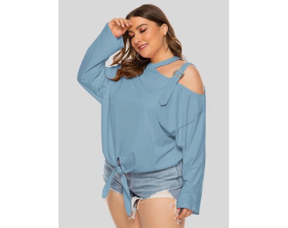 Plus Size Cold-Shoulder Tied Top