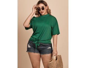 Plus Size Tied Cold-Shoulder Tee Shirt