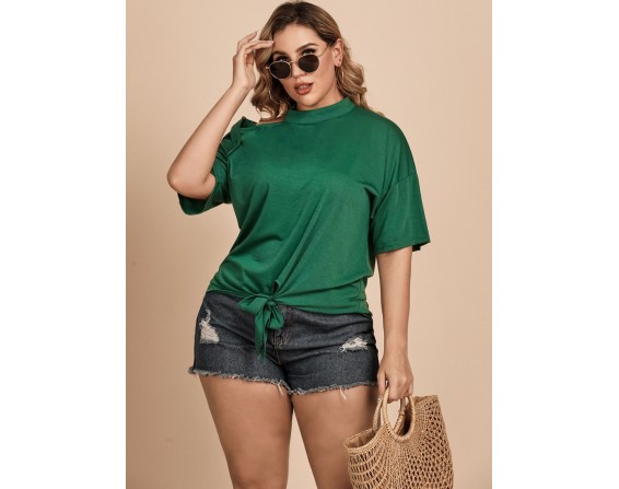 Plus Size Tied Cold-Shoulder Tee Shirt