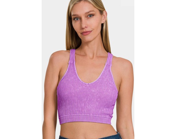 Ribbed Cropped Bra Padded Tank