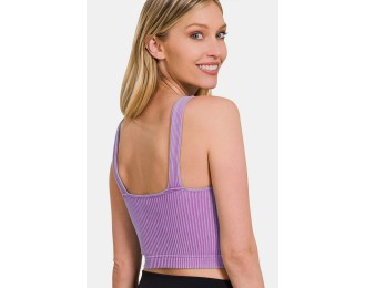 Ribbed Cropped Bra Padded Tank