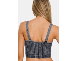 Ribbed Cropped V-Neck Tank