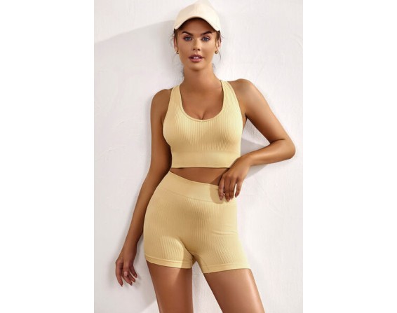 Ribbed Round Neck Wide Strap Active Top