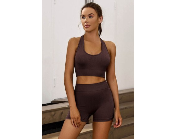 Ribbed Round Neck Wide Strap Active Top