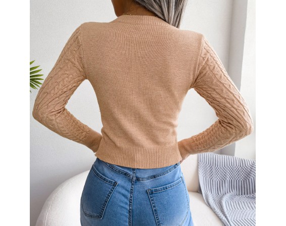 Round Neck Cutout Sweater