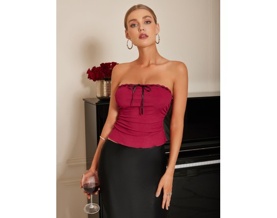 Ruched Tied Tube Top