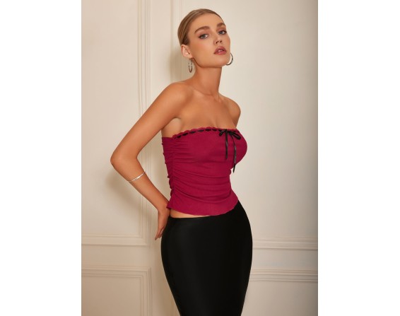 Ruched Tied Tube Top