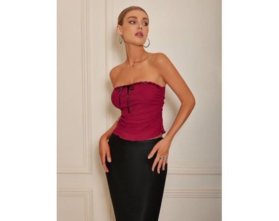 Ruched Tied Tube Top