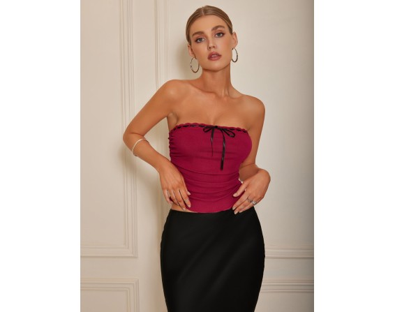 Ruched Tied Tube Top