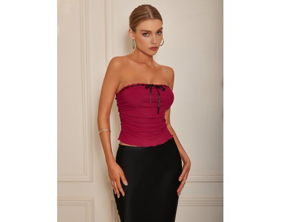 Ruched Tied Tube Top