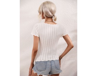 Scalloped Hem Square Neck Knit Top