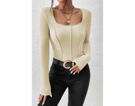 Scoop Neck Long Sleeve Bodysuit