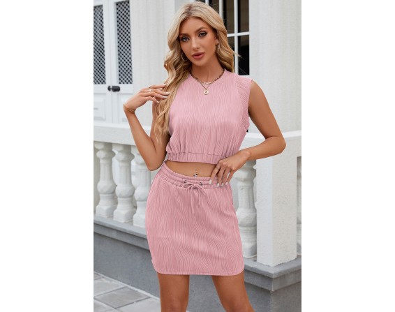 Sleeveless Top and Drawstring Skirt Set