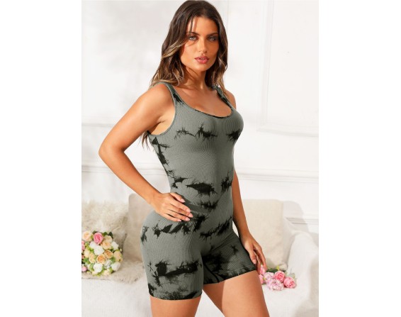 Tie-Dye Wide Strap Active Romper