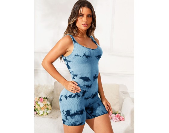 Tie-Dye Wide Strap Active Romper