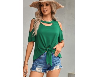 Tied Cutout Cold-Shoulder Top