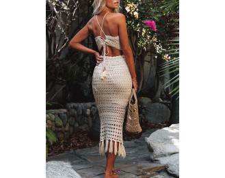 Tied Top and Skirt Cover Up Set