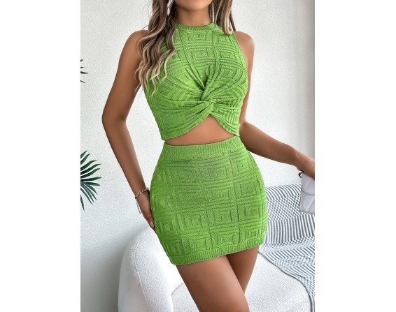 Twisted Sleeveless Top and Skirt Set - Two-pieces