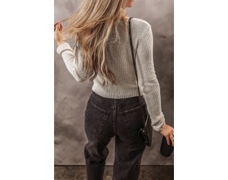 V-Neck Long Sleeve Cropped Cardigan